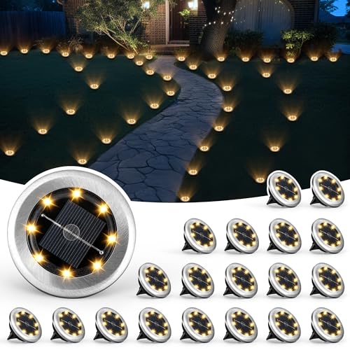 Solpex - Lot de 20 lampes solaires d’extérieur pour jardin, lampes solaires au sol mini...