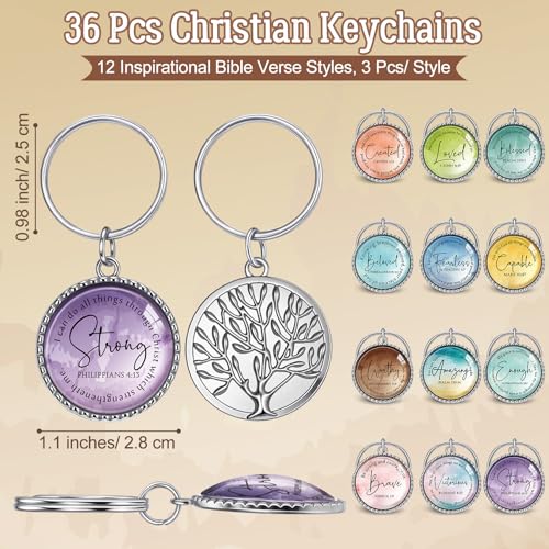 Image of Equsion 36 Pcs Christian Keychain Bulk Mini Bible Keychains,Classic