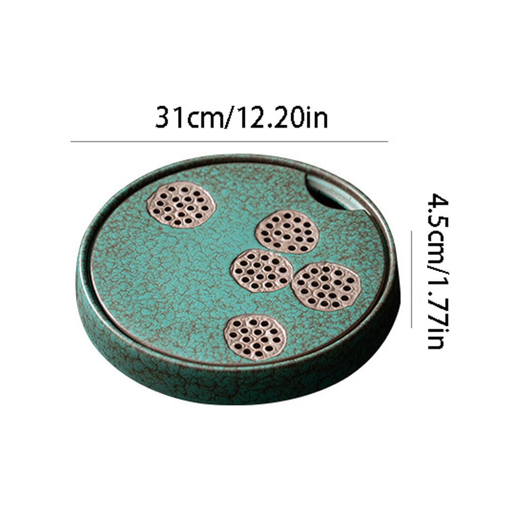 Taca na herbatę, kreatywny design, okrągła, duża, ceramiczna, sucha taca na herbatę, zestaw do herbaty Kung Fu, uchwyt na garnek, dekoracja na ceremonię herbacianą