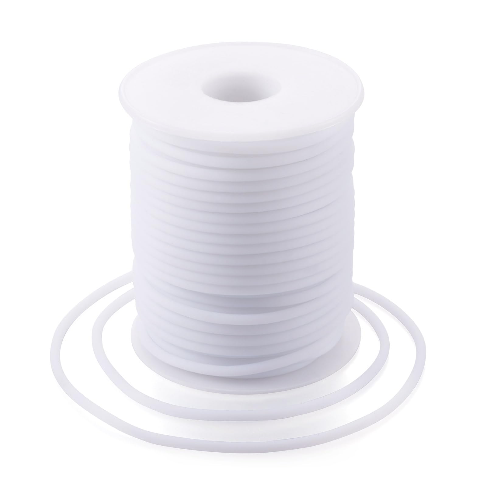Craftdady 25m Hollow Pipe Tubing PVC Rubber Cord Rubber Tube Cord Wrapped Around For Memory Wire Necklace Bracelet Knitting, White