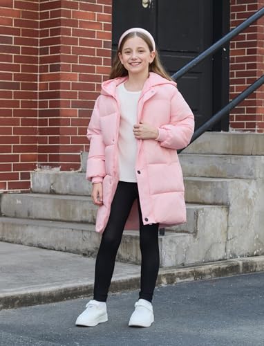 PATPAT Girls Puffer Jacket Size 4-8 Years Hooded Heavyweight Padded Winter Coat Medium Length Quilted Outwear for Little Kids2