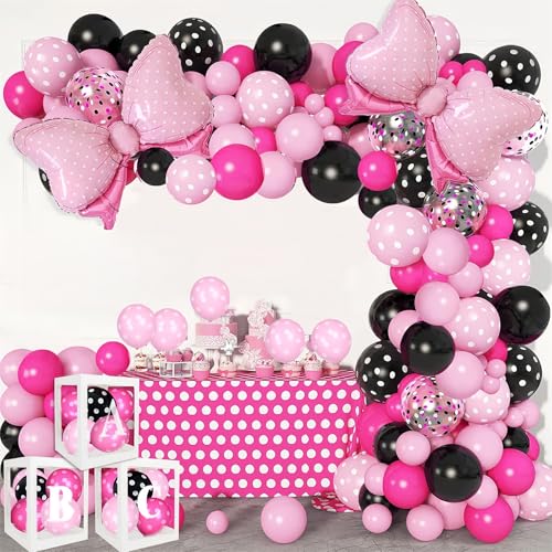 Image of 36 Inches Bow Foil Balloon Huge Bowtie Pink Balloon for Baby Shower, Wedding, Kids Theme Party Decoration (Pink 5)