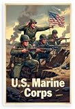 Póster patriótico vintage del Cuerpo de Marines de Combate de los Estados Unidos, 30,5 x 45,7 cm, fabricado en Estados Unidos