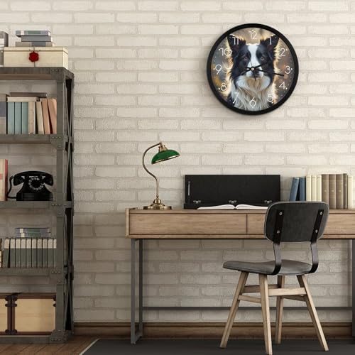 Horloge murale Border Collie de 25 cm silencieuse pour décorer le salon