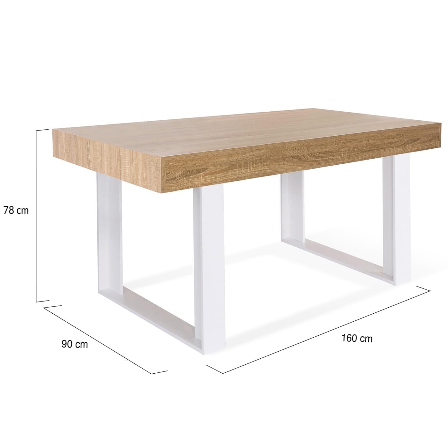IDMarket Phoenix - Mesa de comedor, para 6 personas, madera y blanca, 160 cm