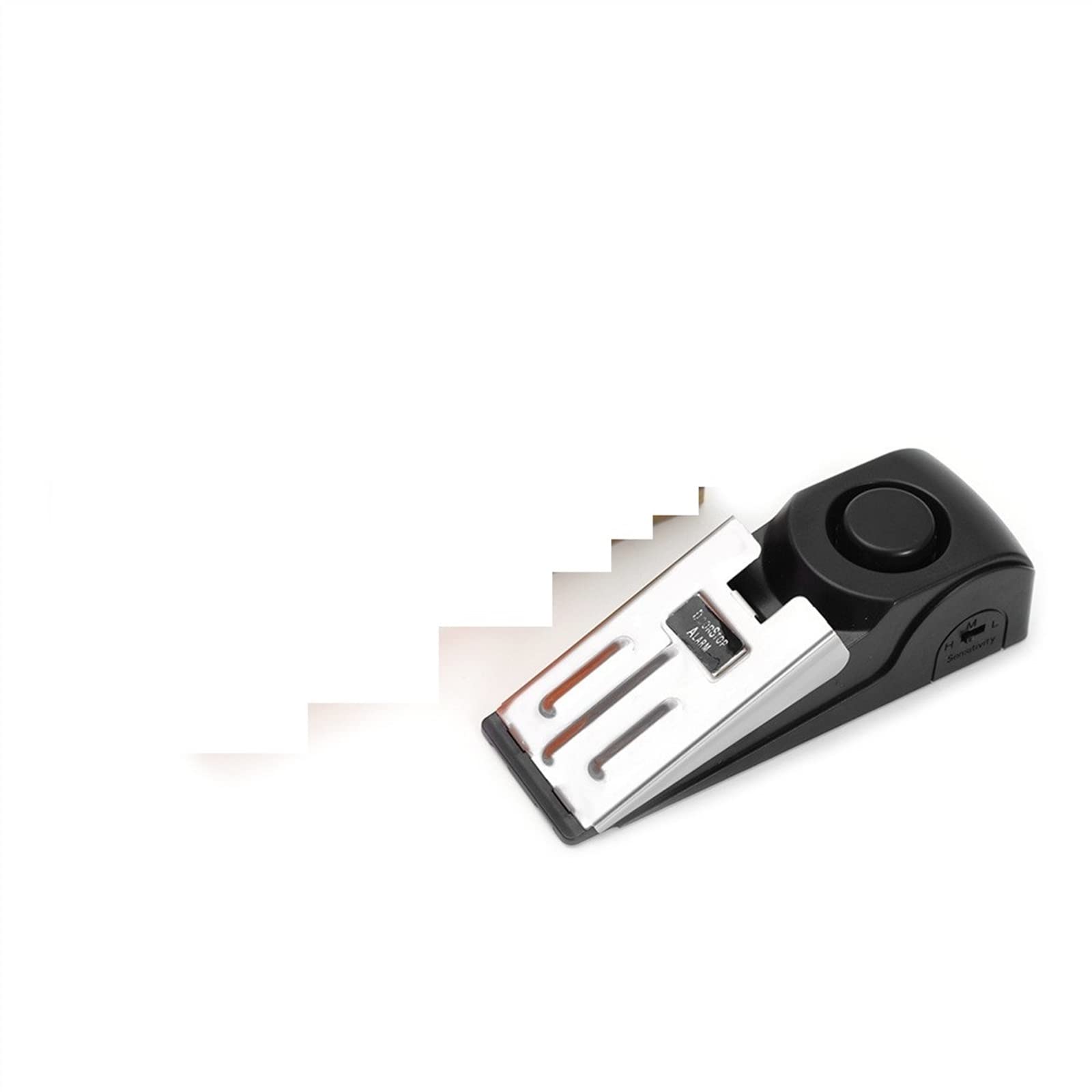 Tope para puerta portátil de cuña negro con alarma antirrobo de 120db para piso, 1 unidad