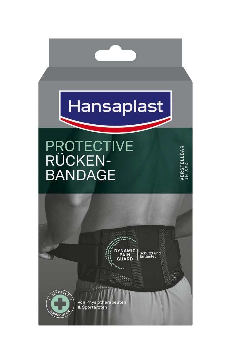 Hansaplast Protective - Vendaje de apoyo para espalda con nivel de compresión individual, para reducir el dolor, talla única, ajustable