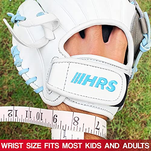 Hit Run Steal Softball Glove - Right Hand Throw Pitcher Full Grain Leather Basket Web Glove - Gray White With Light Blue Laces - Perfect For Softball Players (12 Inch) #TOP3
