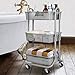 DESIGNA 3-Tier Rolling Utility Cart Storage Shelves Multifunction, Metal Mesh Baskets, Pantry Cart with Lockable Wheels, Gray