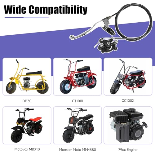 Image of Mini Bike Brake Lever Cable Assembly Kit + Mini Bike Brake Caliper Replacement for Coleman CT100U CC100X Baja DB30 Motovox MBX10 MBX11 MMB80 MMB105 79cc 97cc 100cc Powersports Parts