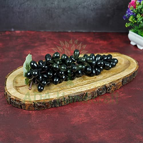 Image of ADA Handicraft Mango Wood Handmade & Handcrafted Wooden Serving Tray (40 x 16 x 2.5 cm)- Wooden Tray Papaya Design Crafted by Saharanpur Artisans