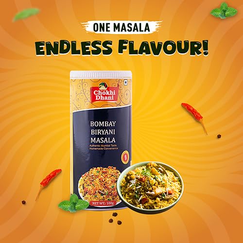 Image of Chokhi Dhani Bombay Biryani Masala 100g | Mumbai Style Dum Biryani Spice Mix | Aromatic Rice Masala for Veg & Chicken Biryani | Authentic Desi Flavour