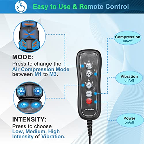 Back-Massager With Compression And Vibration Massage, Massage Chair Pad For Home Office Use, Height-Adjustable Seat Massager Cushion For Neck Back Waist Hips, 3 Modes & 3 Intensities, Soft Leather #TOP4