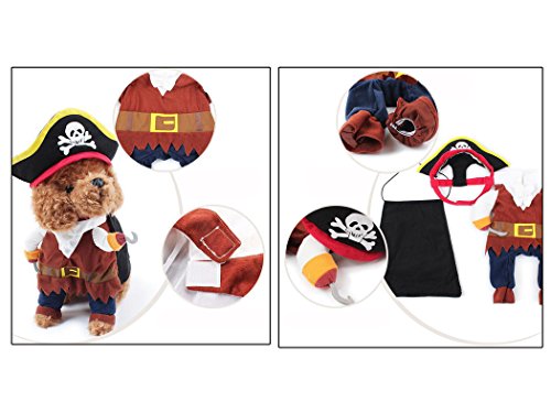 Hillento Pet Costume, Funny Cute Pet Dog Cat Pirate Clothes Suite Outfit For Halloween Christmas Holiday Dress Up Cosplay, Party Apparel Clothing For Cat Dog Plus Hat #TOP5