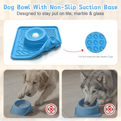 Image of Slow Feeder Dog Bowl & Lick Mat,2-in-1 Dog Lick Bowl with Interactive Rolling Ball for Liquid and Thick Treats,Anti-Slip Dog Lick Bowl for Dogs & Cats