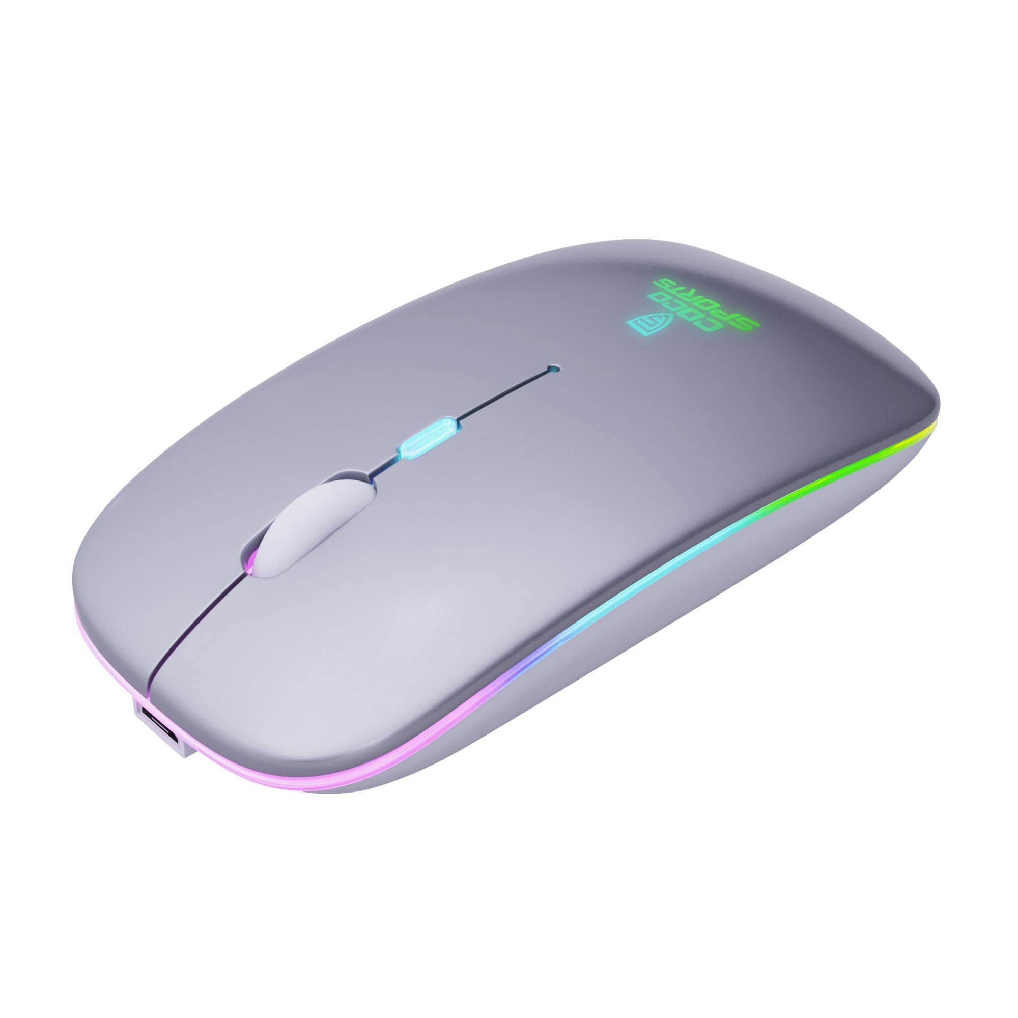 Coconut WM12 Rechargeable Wireless Mouse with RGB LED Backlit Silent Click (Silver Color) 1600 DPI Ergonomic Mouse for Laptop pc Computer Gaming & Work