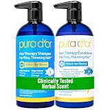 PURA D'OR Hair Thinning Therapy Biotin Shampoo & Conditioner Set, 16oz x2