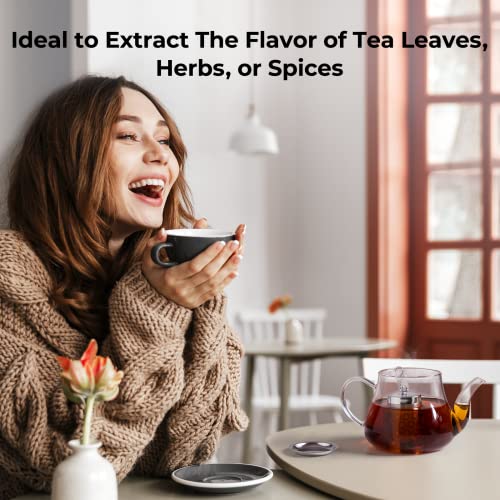Reinmoson Tea Strainers For Loose Tea, Extra Fine Mesh Tea Infuser For Loose Leaf Tea, 304 Stainless Steel & Updated Slim Threaded Lid, Loose Leaf Tea Steeper For Black Tea, Rooibos, Etc #TOP3