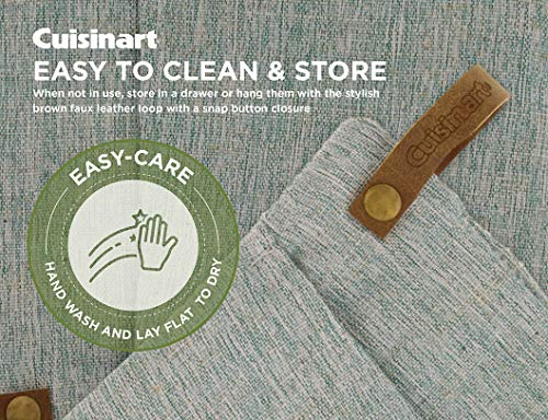 Cuisinart Chambray Pot Holders With Soft Insulated Pockets, 2Pk - Heat Resistant Hot Pads, Trivets Protect Hands And Surfaces From Hot Kitchenware - Ideal Kitchen Set With Faux Leather Loop - Green #TOP3