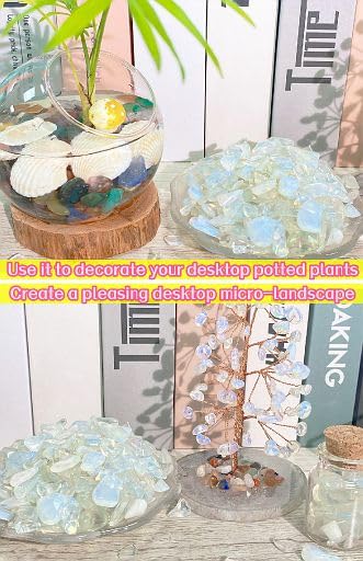 Image of YATOJUZI Opal Aquarium Gravel Rocks Bulk Wholesale Tumbled Crystals Stones Chips Crushed Reiki Energy Balancing Gemstones for Planters Vase Filler Fountain Fish Tank Potted Decor 0.44LB
