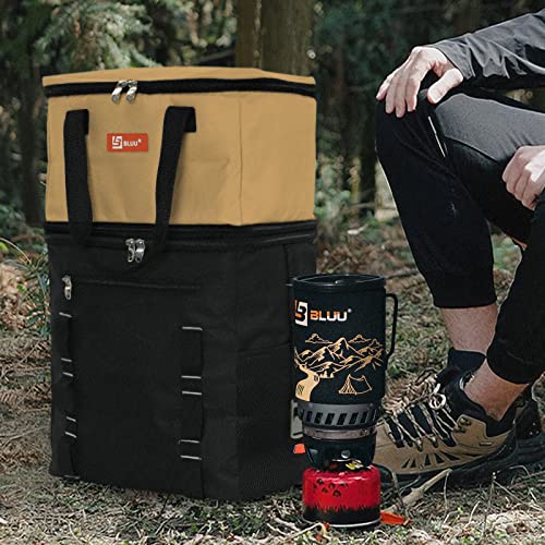 Bluu 2-In-1 Patented Backpack Cooler & Insulated Backpack, Double Decker Large Lunch Bag For Men Women, 60 Cans Waterproof & Leakproof Soft Coolers For Camping, Beach, Picnic (Brown) #TOP2