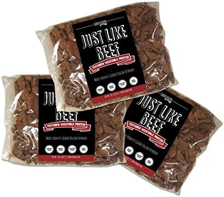 Textured Vegetable Protein, Vegan Meat Substitute, 100% Hexane Free, Made with #1 Graded Yellow Soybeans, 100% Vegan, Made in US, Imitation Beef, Gluten Free, Just Like Beef, Unflavored (3 Pack)