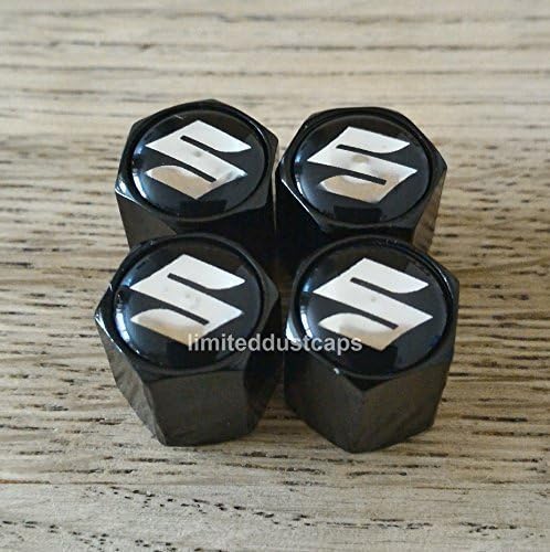 SUZUKI BLACK TOP BLACK Wheel Valve Dust Caps EXCLUSIVE FROM US CLERIO SWIFT JIMMY VITARA SX4 S-CROSS