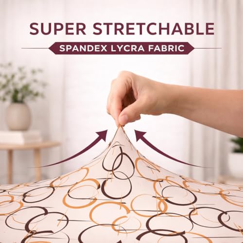 Image of STITCHNEST 'Contour Fit Series' Stretchable Printed Wooden Sofa Cover (Pack of 2) - Elastic Wooden Chair Cover | Wooden Sofa Seat Cover | Size - 20-21 x 20-21 x 3-5 in