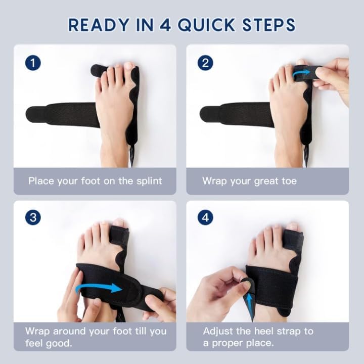 Image of Bunion Corrector for Women and Men Toe Separator One Feet Bunion Splint, Big Toes Separation Pain Relief, Non-Surgical Adjustable Hallux Valgus Bunions Thumb Straightener, Hammer Toe Day Night Support (1 Bunion Corrector + 1 Toe Separator)