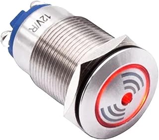 19mm 22mm Waterproof Flash Led Metal Buzzer Switch 12V 24V 220V Flashing Indicator Alarm Loud Sound Red Green Yellow Buzzer (Color : 22mm, Size : Green LED_AC DC 24-220V)