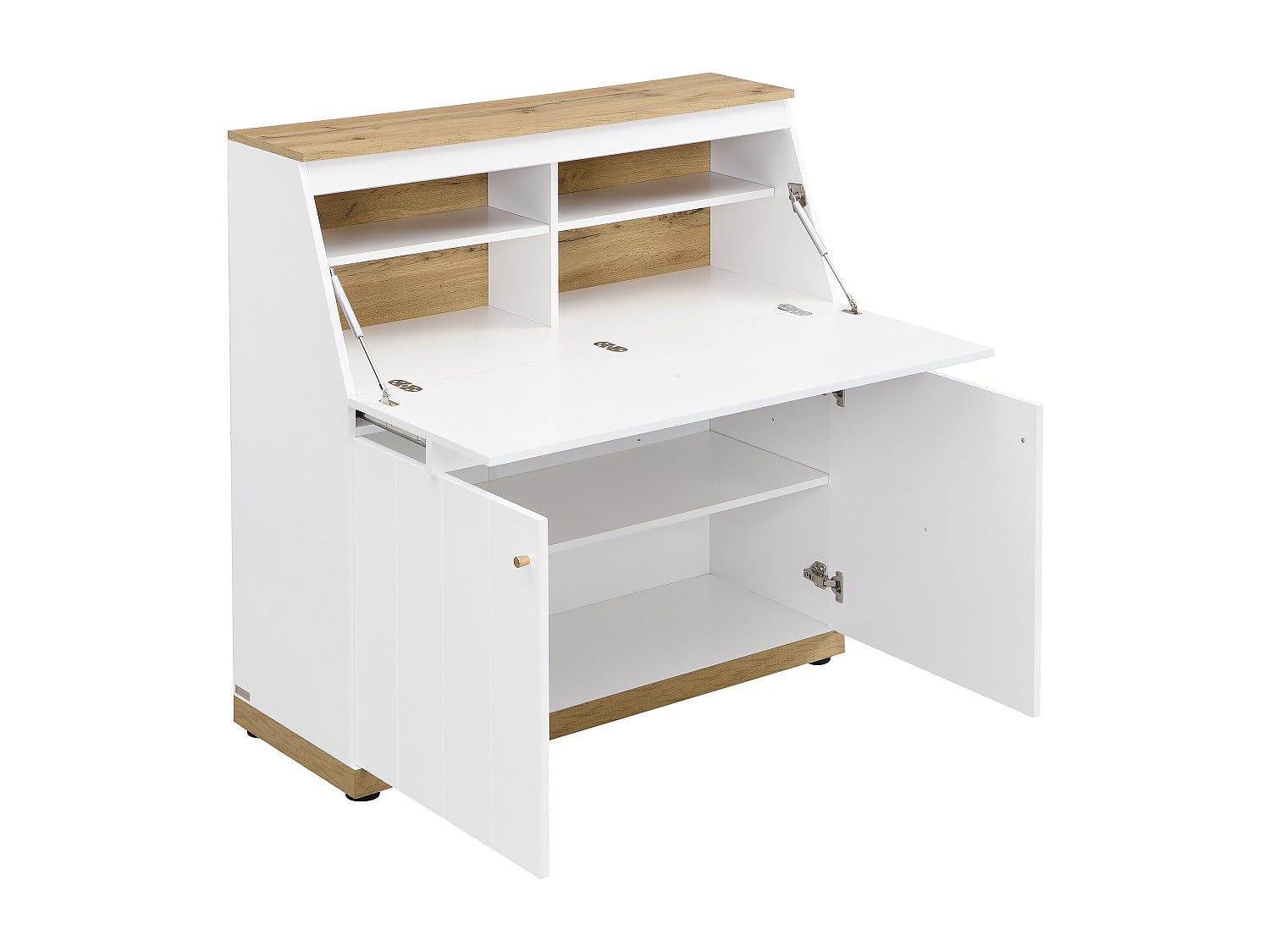 Vente-unique - Segretario – MDF – Colore: bianco e naturale – Dutasi – con stoccaggio