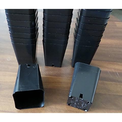 100 Seed Starting 2 1/4" Square X 3 1/4" Deep Plastic Rose Pots re-usable Durable Black Cover