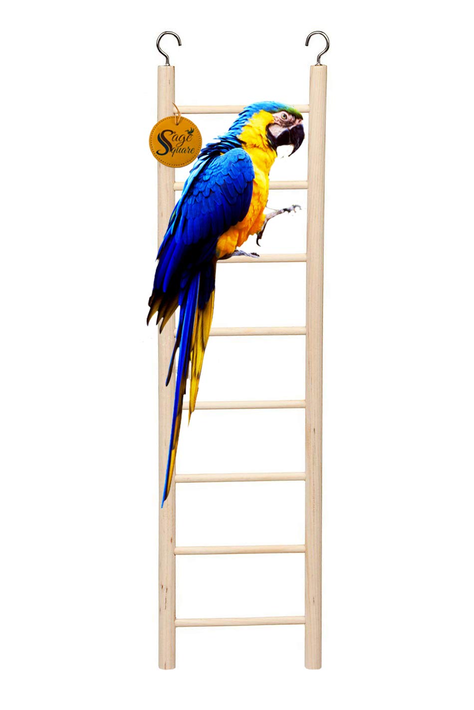 Sage Square Playful Natural Wooden Climbing Ladder Toy for Exercise & Fun || with Hooks to Hang on || for Birds, Parrot, Budgies and Other Small, Medium Large Bird || 8 Level / 38cm (B08KGB41SD) Amazon Price History, Amazon Price Tracker