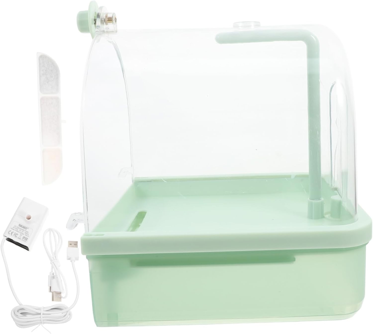 YARNOW Automatic Bird Bath Tub for Parakeets and Conures 180° Circulating Faucet Indoor Bird Cage Bath with Accessories No-Leak Design for Easy Cleaning