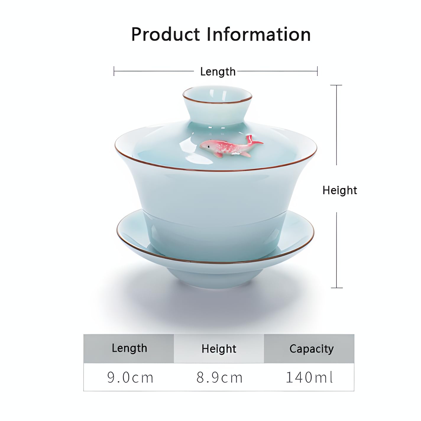 Gaiwan z kolorową rybką koi Yixing, chińską filiżanką do herbaty Gongfu, japońską filiżanką do herbaty, miseczką do herbaty z pokrywką i spodkiem (Gaiwan)