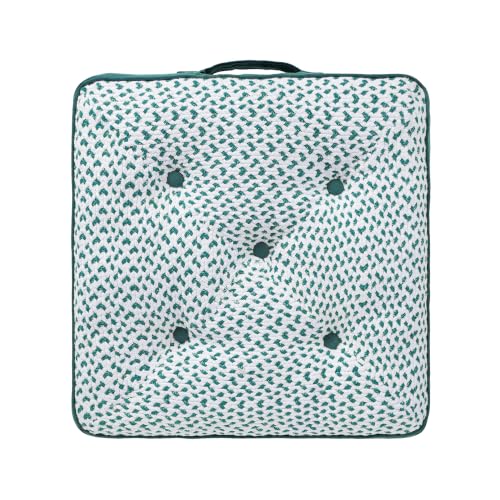 Image of Reversible 60x60x10 cm Peacock Woven Quilted Floor Cushion with Cotton Filler for Seating, Patio Seat, Meditation, Yoga, Pooja, Guests, Living Room, Bedroom, Large Size 24x24x4 Inch