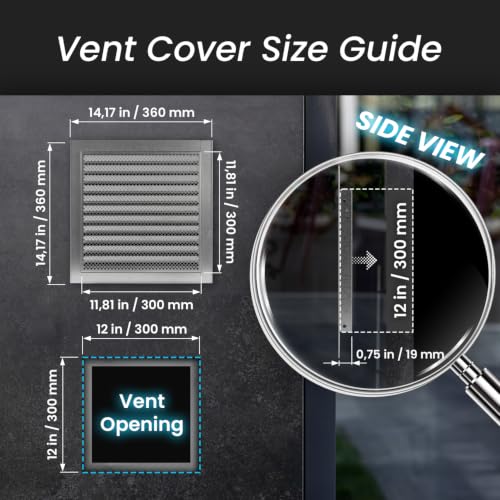 Image of Repa Market 12 x 12 Inch (Vent Opening Size) Heavy-Duty Galvanized Steel Gable Vent - Air Vent Covers with Mesh Screen - Cold Air Intake, Register Vent Cover for HVAC - Outdoor Air Return Grille