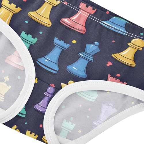 Wusikd Colorful Chess Pieces Girls' Underwear Cotton Blue Girls Briefs Soft Toddler Underwear 2T4