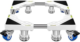 Base do suporte para máquina de lavar Suporte ajustável para máquina de lavar com 4 rodas Carrinho móvel para máquina de lavar Comprimento/largura 45-65 cm Suporte para base de s