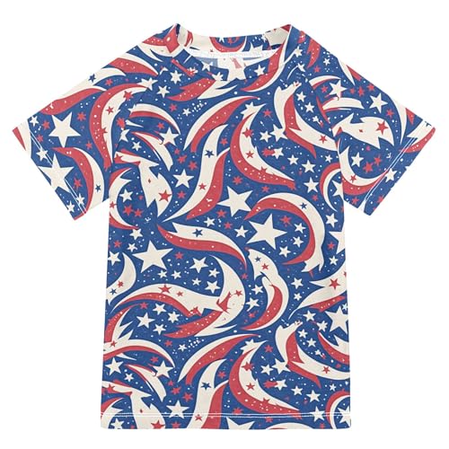 American Flag with Stars Stripes Blue Boy Bathing Suit Sun Protection T Shirts Swimwear Beach Tops 3T