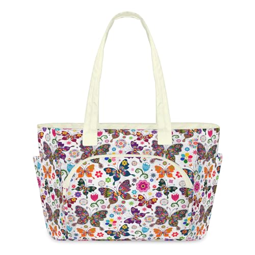 Sac fourre-tout matelassé papillons colorés grand volume voyage femme