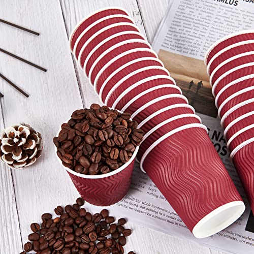 Jollypack 120 Pack Paper Coffee Cups, 8 Oz Disposable Coffee Cups, Red Hot Beverage Cups With Insulated Ripple Wall, Paper Ripple Cups For Christmas, Party And Daily Life #TOP6