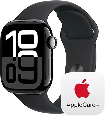 Apple Watch Series 10 GPS 42mm with Jet Black Aluminum Case and Black Sport Band
