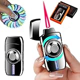 MINORI HOME プラズマ電子ライター USB充電式 音声制御スマート防風モデル 4感応センサー搭載 おしゃれ LEDスピナー機能 高級メタルデザイン ギフトボックス付 (ブラックアイス)