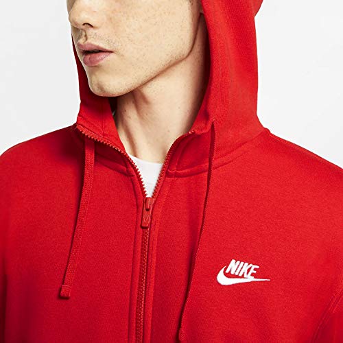 Nike Men's Sportswear Club Fleece Full Zip Hoodie, Fleece Zip-Up Hoodie Men, University Red/University Red, XL-T3