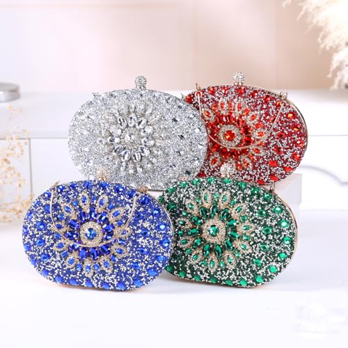Beaguful Women's Evening Bags Sparkly Rhinestone Clutch Purses Luxury Handbags Oval Dark Green by Beaguful - Used condition - Image 7