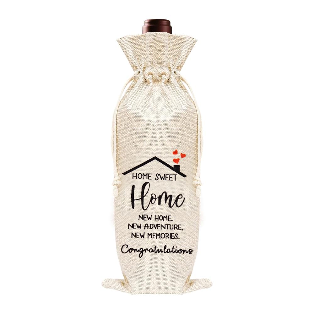 Sudaporn Housewarming Wine Bag Gifts for Women Men Housewarming Gift Homeowners Daughter Couple New Home Wine Gift Bag Closing Champagne Bag Gifts for Home Buyers