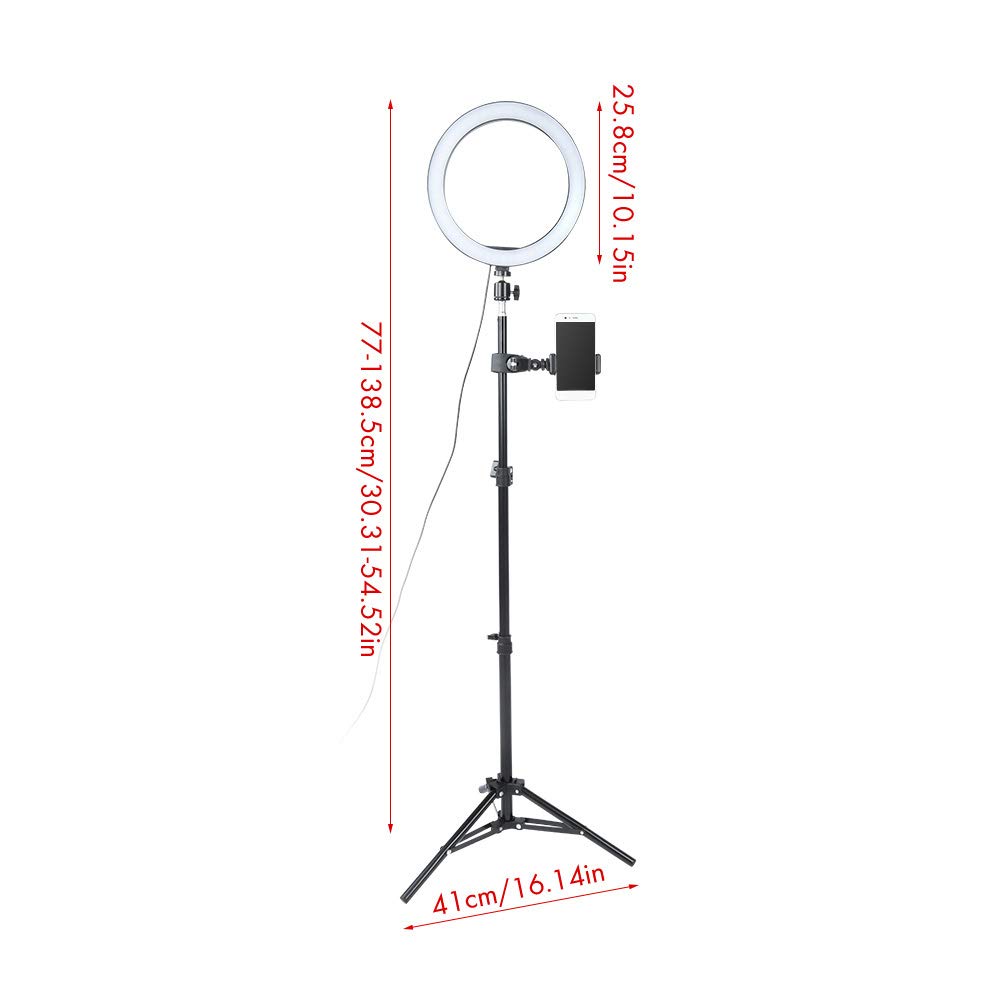 Cocoarm Lampka pierścieniowa LED, 10 cali, przyciemniana pierścieniowa do selfie, USB, LED, statyw do YouTube, fotografii wideo, make-upu, portretów, vlogów, selfie