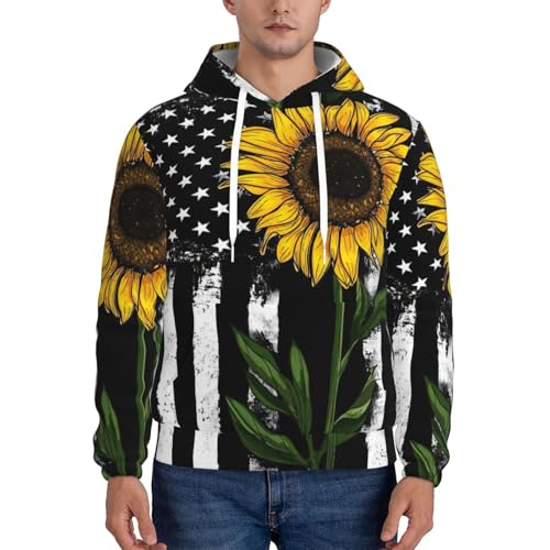 Sweat à capuche pour homme EdWal avec motif tournesol et drapeau américain