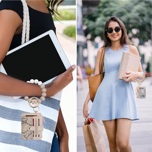 Image of COOLANS Silicone Bracelet Wristlet Wallet Credit Card Holder RFID ID Window Key Ring Tassel Slim Wallet Women Keychain Purse